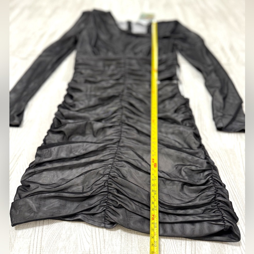 NWT Self-Portrait Mesh Ruched Mini Dress - Picture 10 of 12